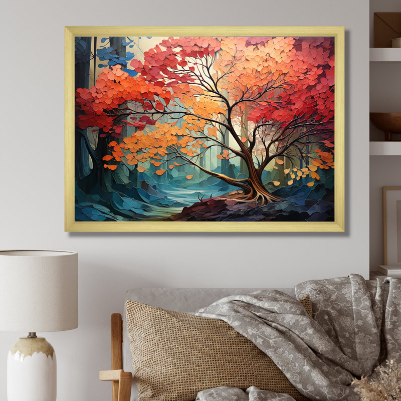 Expressionniste de l'arbre Raimbow I, Cadre doré simple, H 12 po x l 20 po x P 1 po