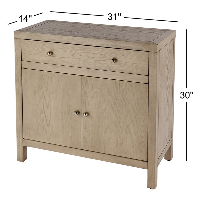 Nora 54 in. W Wood 1 Drawer 2 Door Accent Storage Cabinet, Light Oak