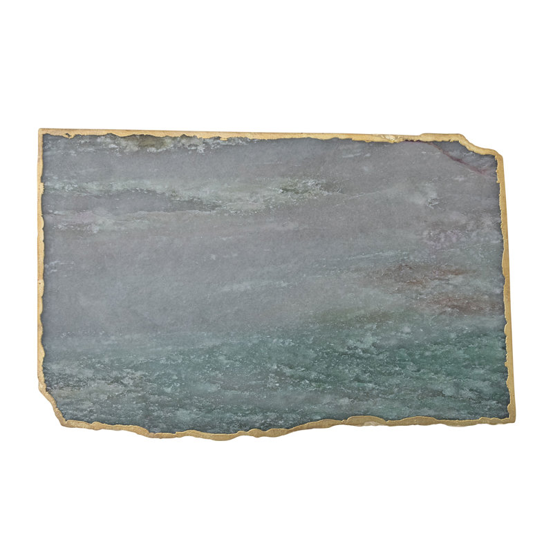 Rectangle Agate Slab Tray With Gold Electroplated Edge
