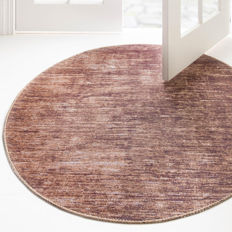 Tapis en chenille Power Loom brun, Rond 5 pi