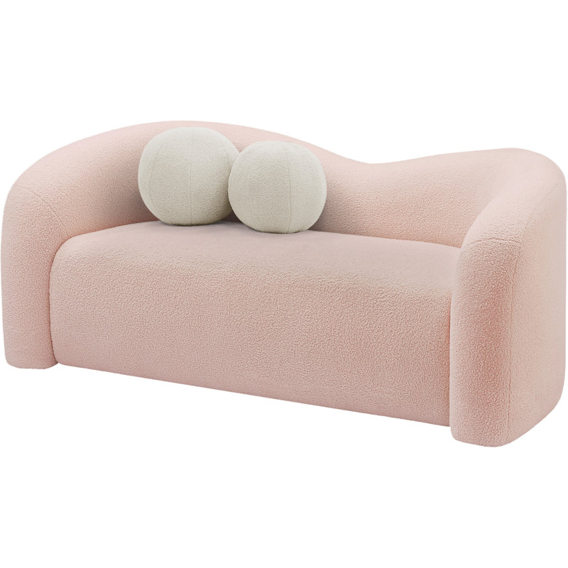 Causeuse rembourrée Kali, Tissu rose en fausse peau de mouton