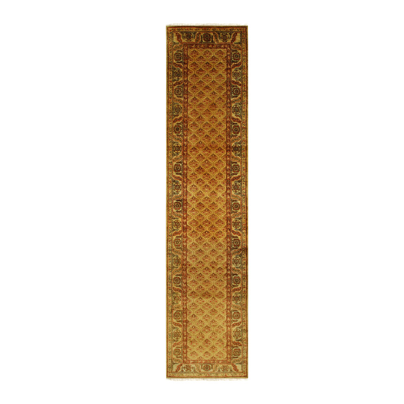 Tapis floral en laine noué à la main brun Brannon, Rectangle 9 pi x 12 pi
