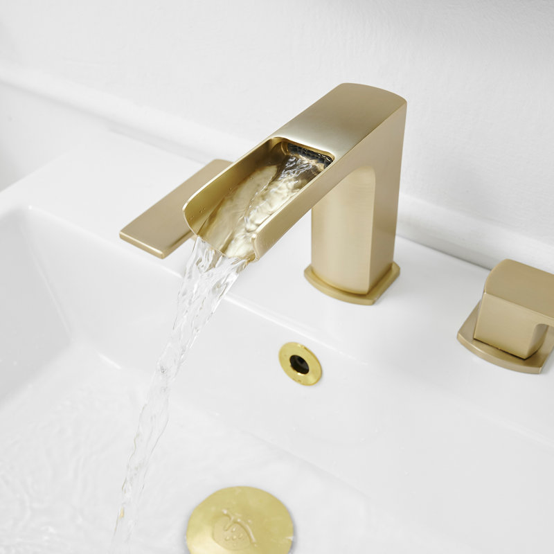 2-handle Bathroom Faucet with Drain Assembly, Brushed Gold