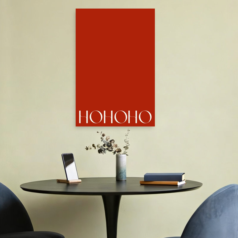 Hohoho Elegant Minimalist Modern Winter Wall Art Print 1 Piece Wrapped Canvas Wall Art, 60.96cm H x 40.64cm W