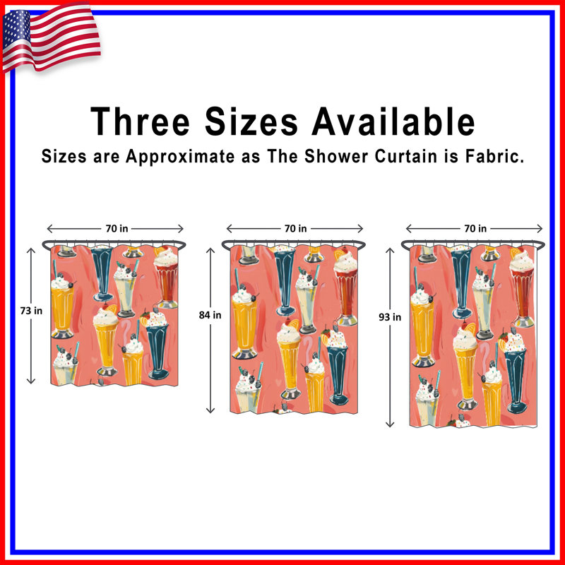Milkshake Illustration Shower Curtains Extra Long, 70in W x 84in H