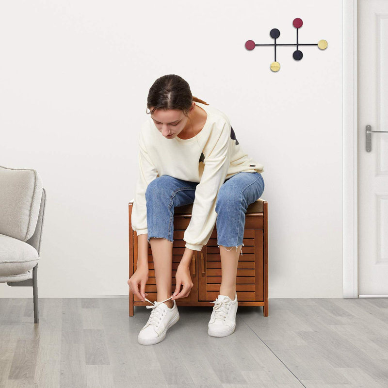 6 Pair Shoe Storage Bench Detachable Cushion Cabinet