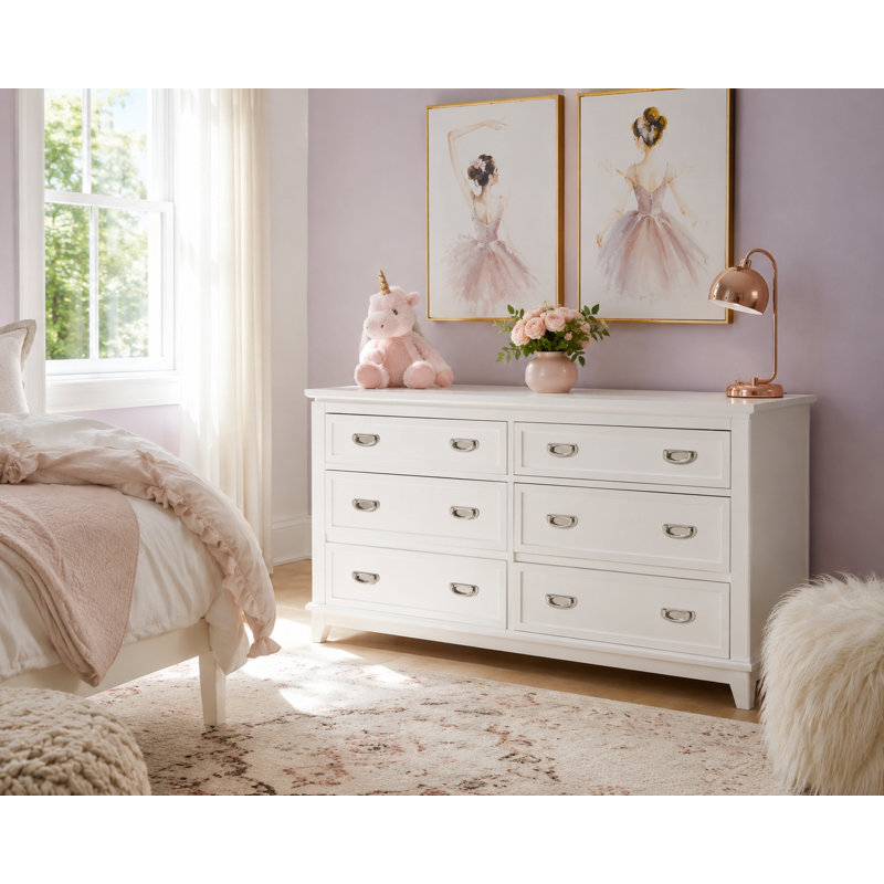 Beckett 54.5" Modern 6-Drawer Dresser, White