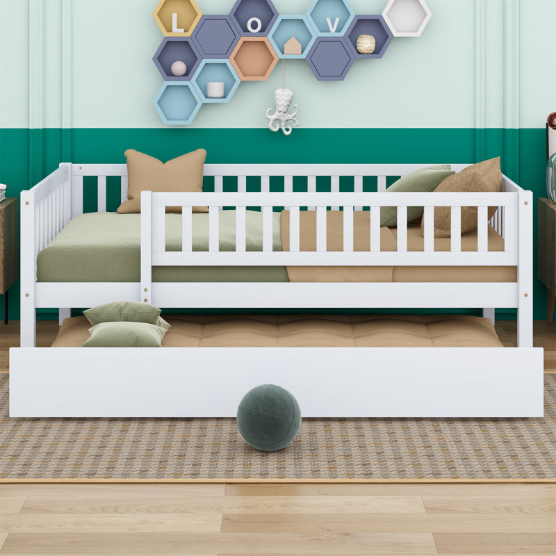 Lit de jour simple avec couchette Shanovia, Blanc