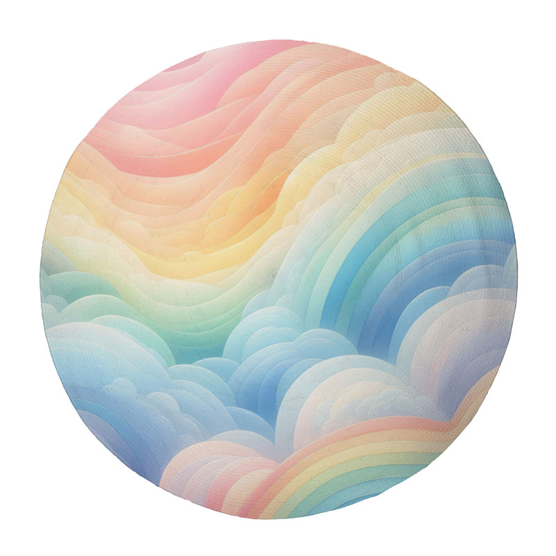 Tapis tressé dégradé de couleurs, Rond 5 pi