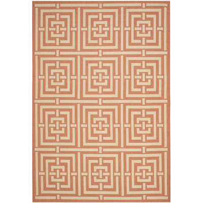 Arneshia Geometric Terracotta/Cream Indoor/Outdoor Area Rug