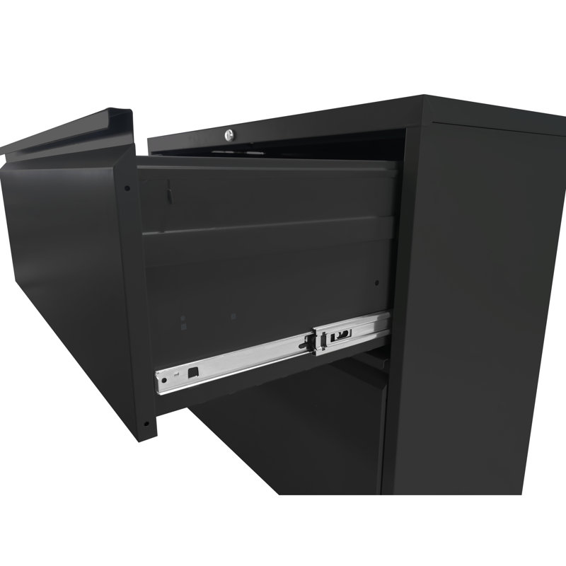 Black 4 Lockable Metal Filing Cabinet For Office, Accommodates Legal/A4/F4 Size, Secure File Storage With Lock, Build Stores Size Files Efficiently