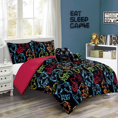 Kids/Teens Video Games Printed Microfiber 4 Piece Comforter Set