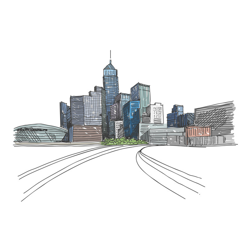 Illustration de la ville de Hong Kong, H 12 po x l 12 po