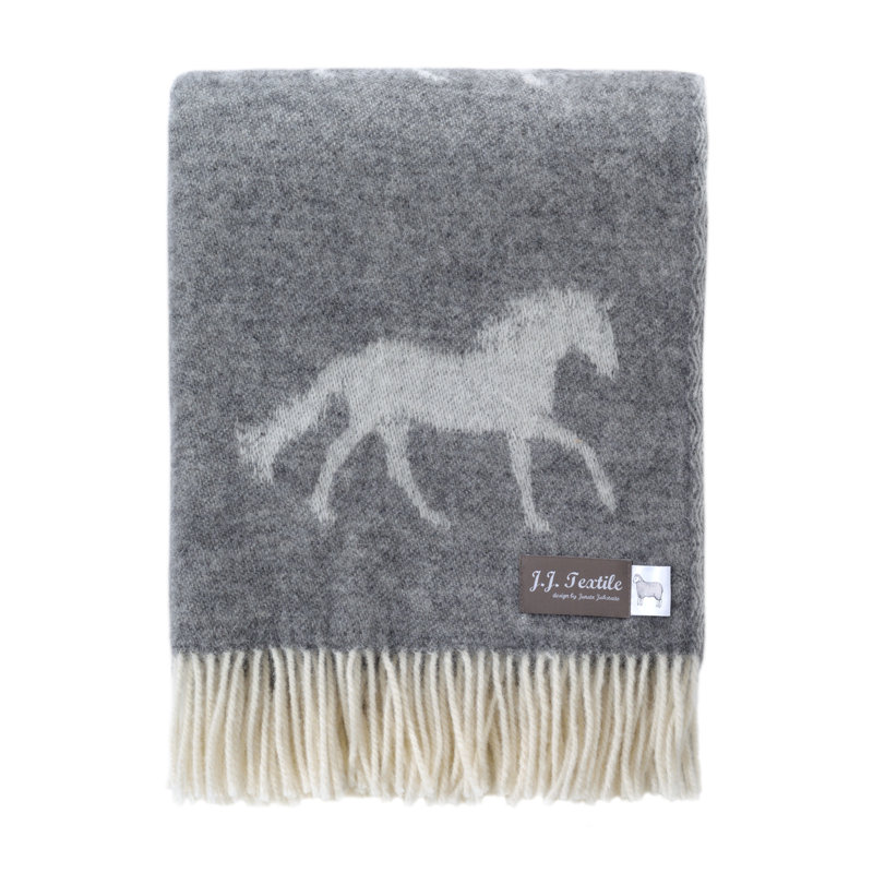 Grey Horse Wool Throw