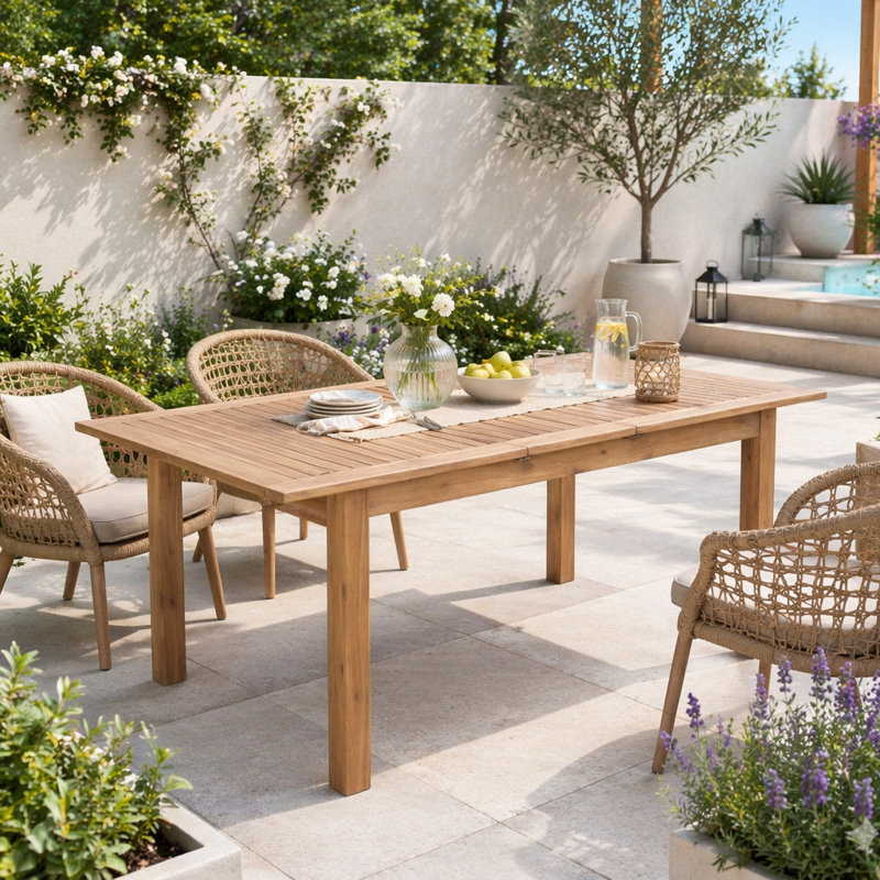 Table de salle à manger extensible en bois d'acacia