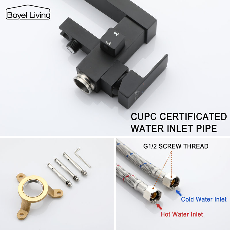1 Handle Floor Clawfoot Tub Faucet with Diverter, Matte Black