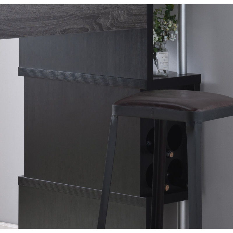 Table de bar Home avec compartiment à verres à vin et trois tablettes