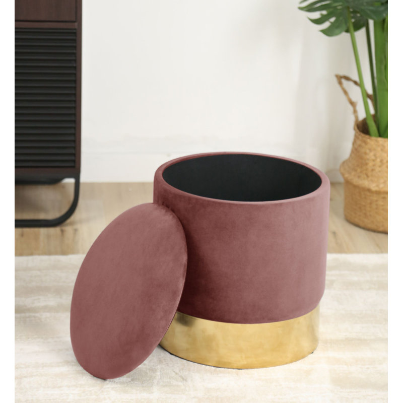 Ajhane 39cm Wide Velvet Tufted Circle Pouf Ottoman with Storage