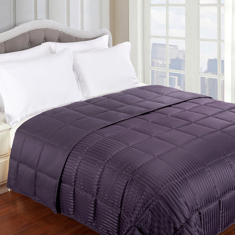 Couverture réversible en duvet synthétique toutes saisons , Prune, Très grand lit