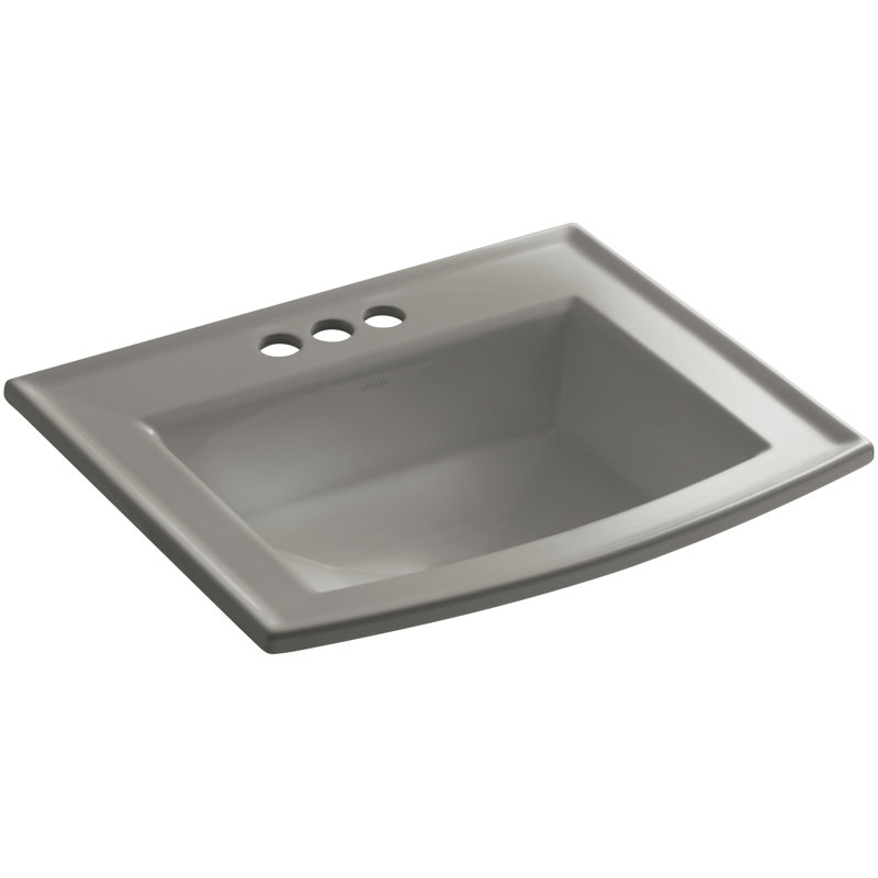 Archer Vitreous China Rectangular Drop-In Bathroom Sink with Overflow, Cashmere, 4'' Centers