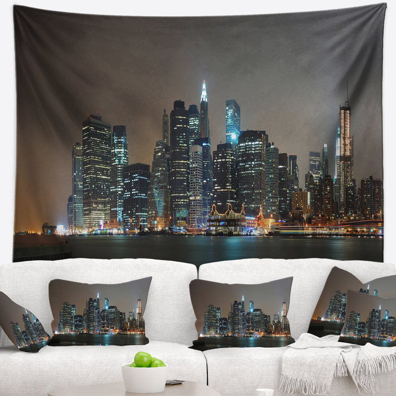 Tapisserie panorama cityscape even new york, H 78 po x l 92 po