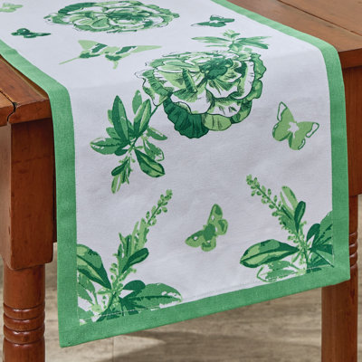 Patricia Heaton Home Florals And Flitters Table Runner 14" X 72"