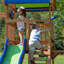 Backyard Discovery Beach Front Cedar Wood Swing Set with Play Deck, Monkey Bars, 8-Foot Wave Slide, Rock Wall Ladder & Swings