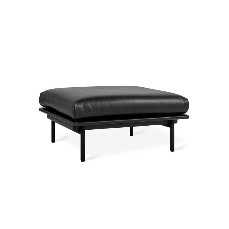 Foundry Ottoman, Saddle Black Genuine Leather