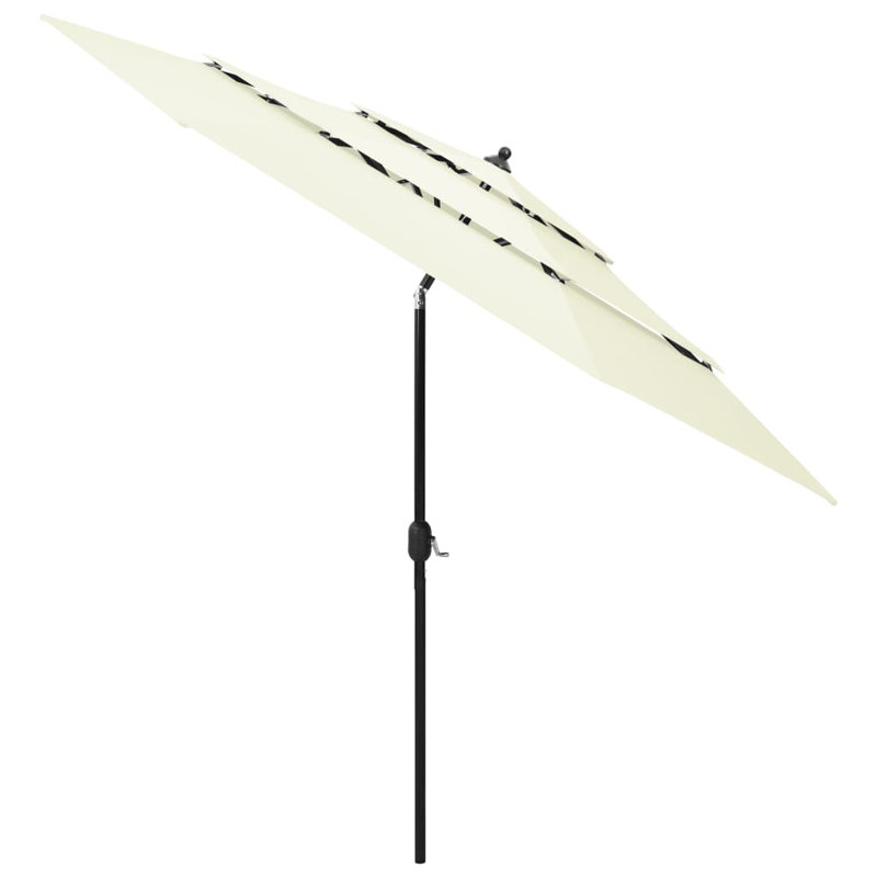  Parasol rond en aluminium thermolaqué inclinable, H 95,7 po x l 118,1 po x P 118,1 po, Beige