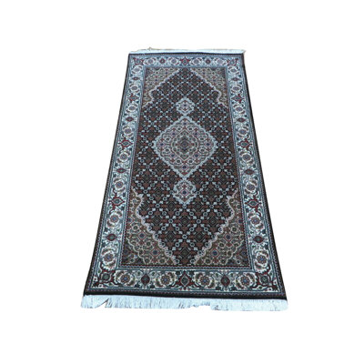 Tapis brun noué à la main de conception unique 2 pi 6 po x 4 pi 9 po Harrogate