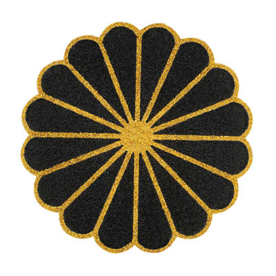 Sparkles Home Luminous Flowerburst 15" Round Placemat | Black and Gold Rhinestone Design