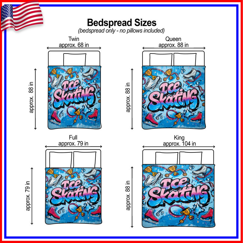 Graffiti Ice Skates Quilted Bedspread All Sizes, Full / Double