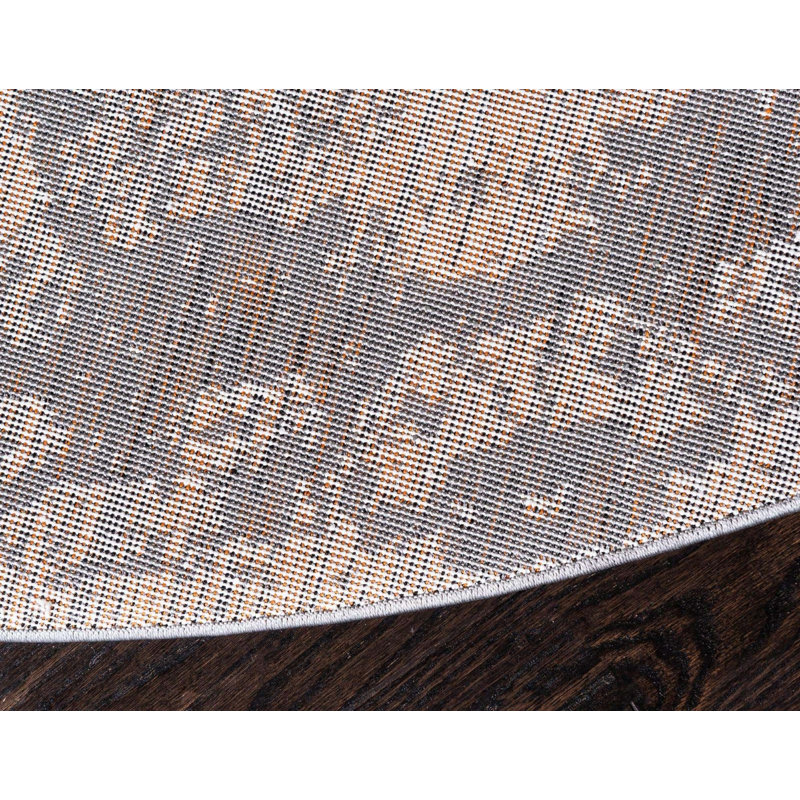 Tapis gris clair Walmoor Ikat, Rond 3 pi 3 po