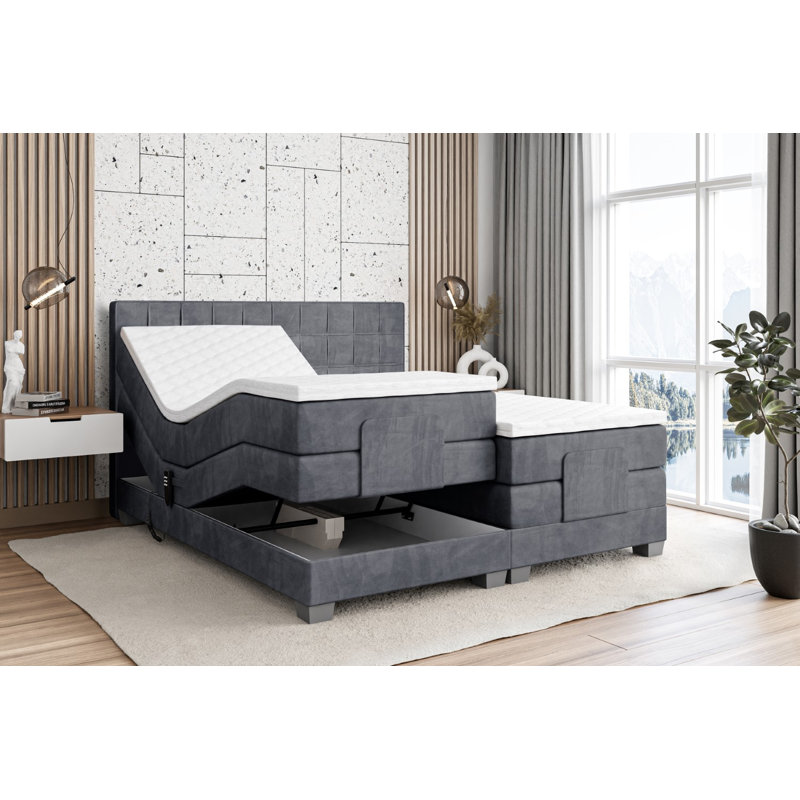 Mariella Pocket Spring Mattress Divan Bed Base, Dark gray, 160cm W x 200cm L