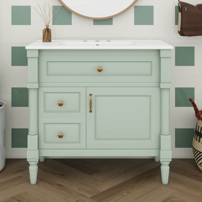 Meuble-lavabo de 36 po avec lavabo, tiroir basculant, porte à fermeture douce, meuble-lavabo moderne avec 2 tiroirs et tablette réglable