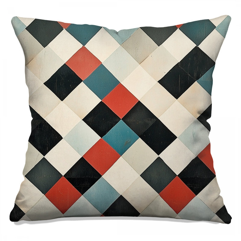 Diamond Checkered Pattern Double Sided Throw Pillows, 14 x 14 inches