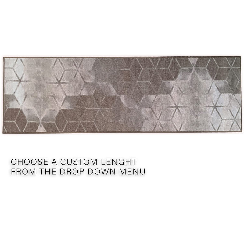 Tapis de couloir de taille personnalisée, largeur de 31 pouces X Choisissez votre longueur, cubes, motif abstrait, couleur beige