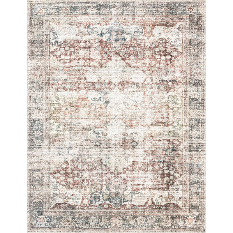 Rokeisha Washable Oriental Indoor Rug, Rectangle 9' x 12'