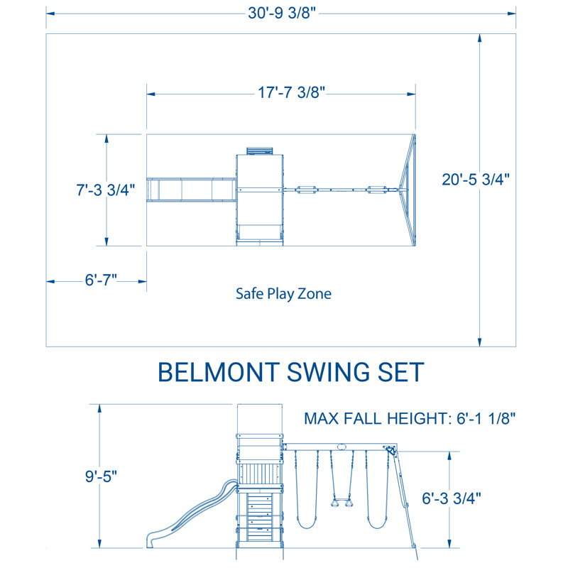 Belmont Cedar Wood Swing Set with Slide and Swings