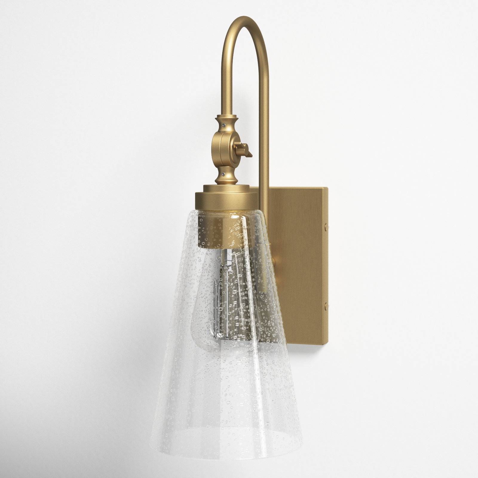 Picola Single Light Glass Dimmable Wall Sconce, Warm Brass