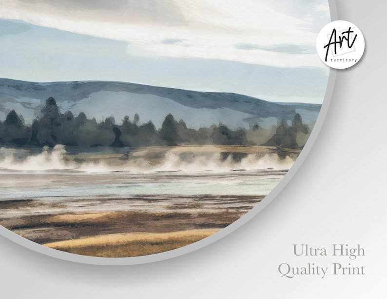 Parc national de Yellowstone, affiches, aquarelles, paysage naturel, H 14 po x l 33 po, Affiche non encadrée