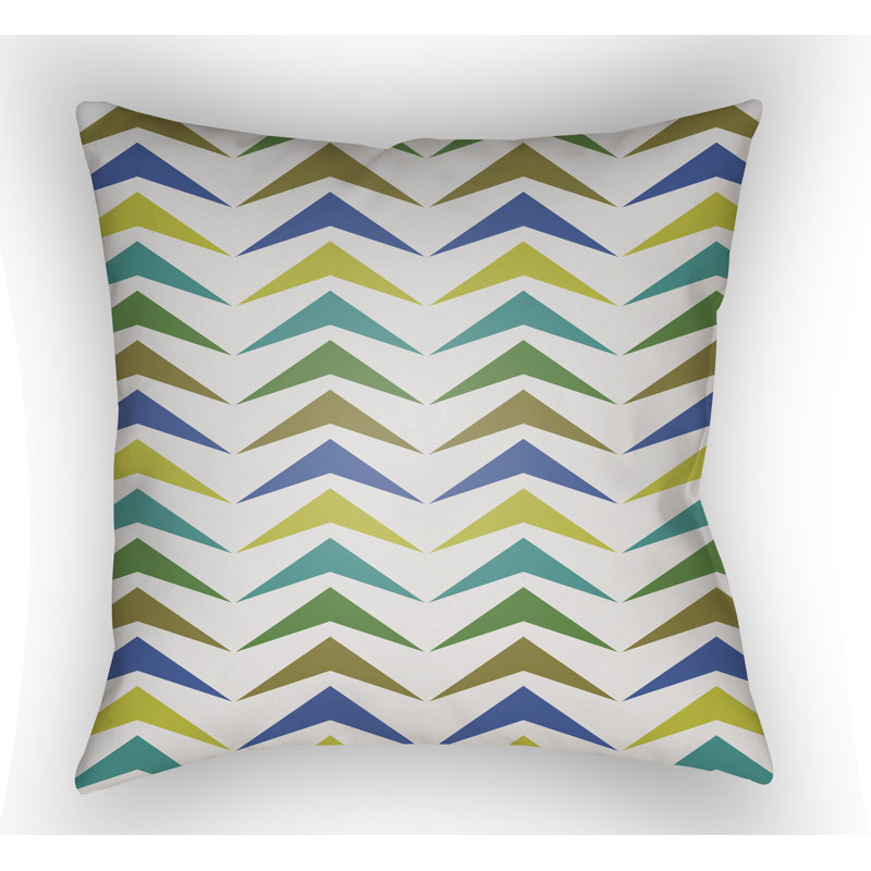 Moderne Geometric Outdoor Throw Pillow, 20" H x 20" W x 4" D, Olive/Green/Lime