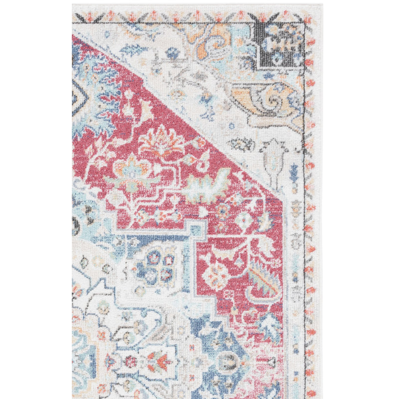 Tapis rouge / ivoire Southwestern, Rectangle 9 pi x 12 pi