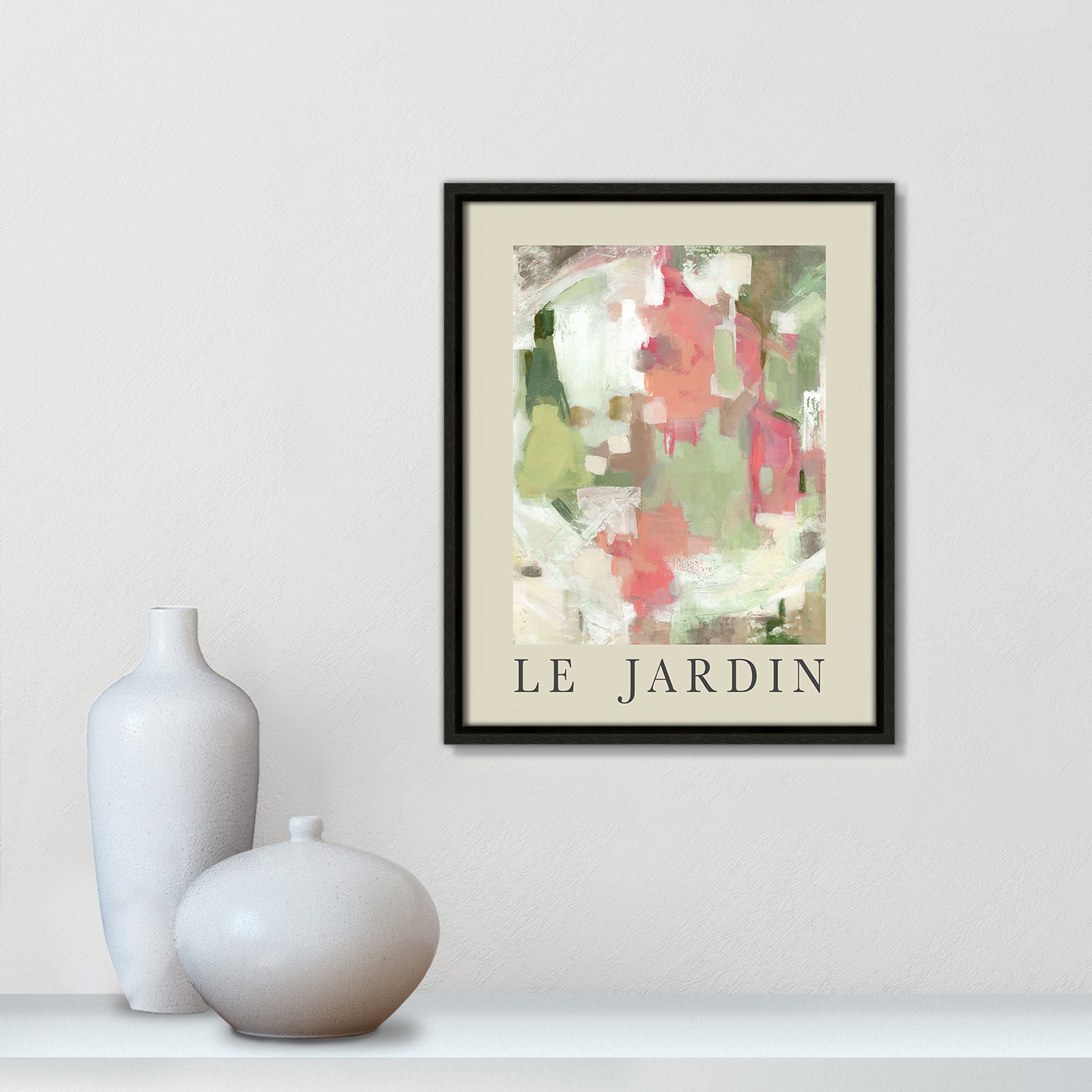 Botanical Poster Collection "Le Jardin" Print by Carol Robinson, Espresso Floater Frame, No, 15.5" H x 12.5" W x 2" D
