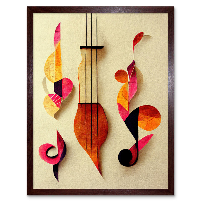 Abstract Boho Music Clefs Lyra Musical - Print, Brown Framed Unframed, 25.9cm H x 20.6cm W x 1.5cm D