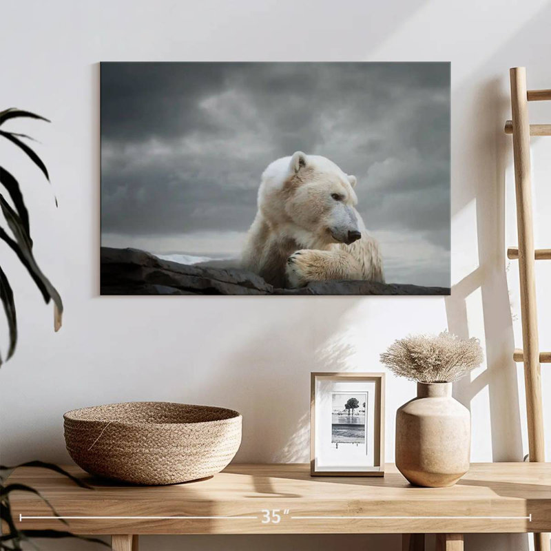 Tempête Brampt sur un ours polaire, H 16 po x l 24 po