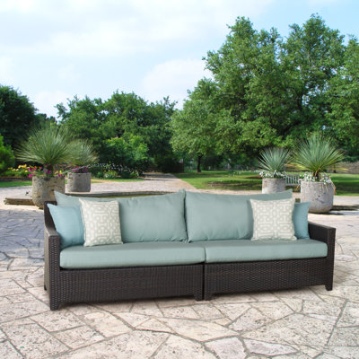 Fionnula 96" W Aluminum Patio Sofa with Sunbrella Cushions