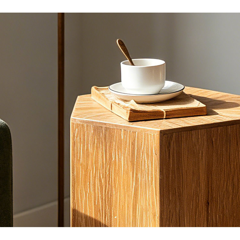Square Natural Wood Side Table