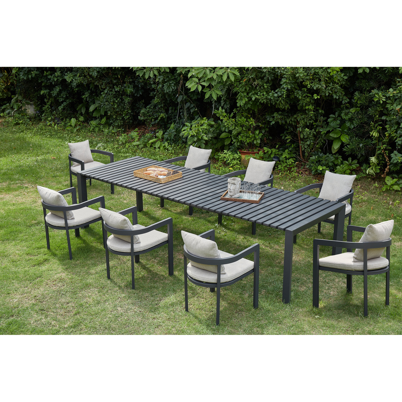 Windcrest 93" Patio Dining Set, Beige