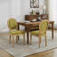 Chaise de salle à manger avec cadre en bois massif de style français et toile de lin antique, ensemble de 2, vert olive
